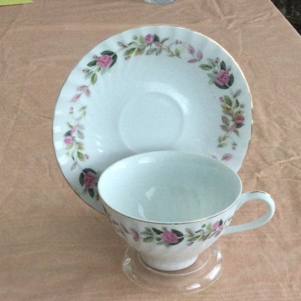 Vintage Creative Fine China Rose Color white and pink